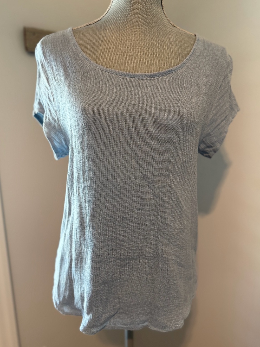 COLETTE Made In Italy Linen Cotton Blend Short Sleeve Scoop Neck T-Shirt